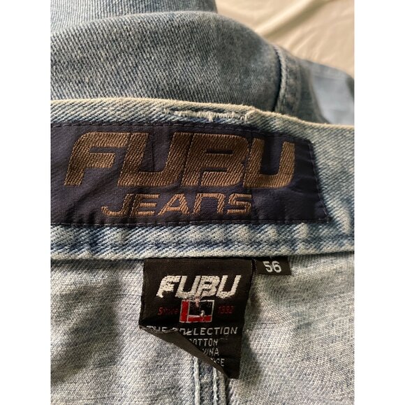 Fubu Jean Shorts Mens Size 56 Vintage Y2k 90s Denim Casual Cargo Logo Detailing - Picture 8 of 9